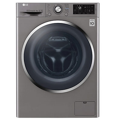 LG F4J6AM2S Freestanding Washer Dryer, 8kg Wash/4kg Dry Load, A Energy Rating, 1400rpm Spin, Shiny Steel LG F4J6AM2S Freestanding Washer Dryer, 8kg Wash/4kg Dry Load, A Energy Rating, 1400rpm Spin, Shiny Steel